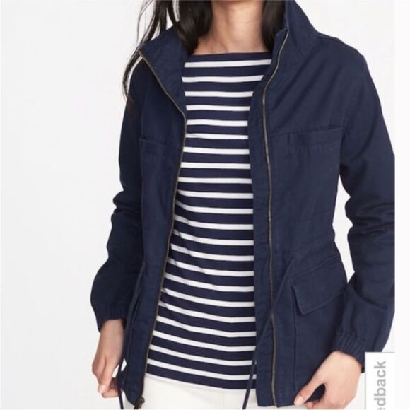 OLD NAVY | NEW Dark Blue Lightweight Twill Utility Jacket Women’s Size Small - Picture 1 of 10